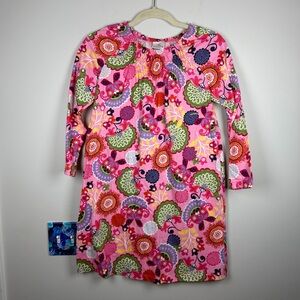 Hanna Andersson Smocked Pink Paisley Floral Long Sleeve Dress Size 150/12